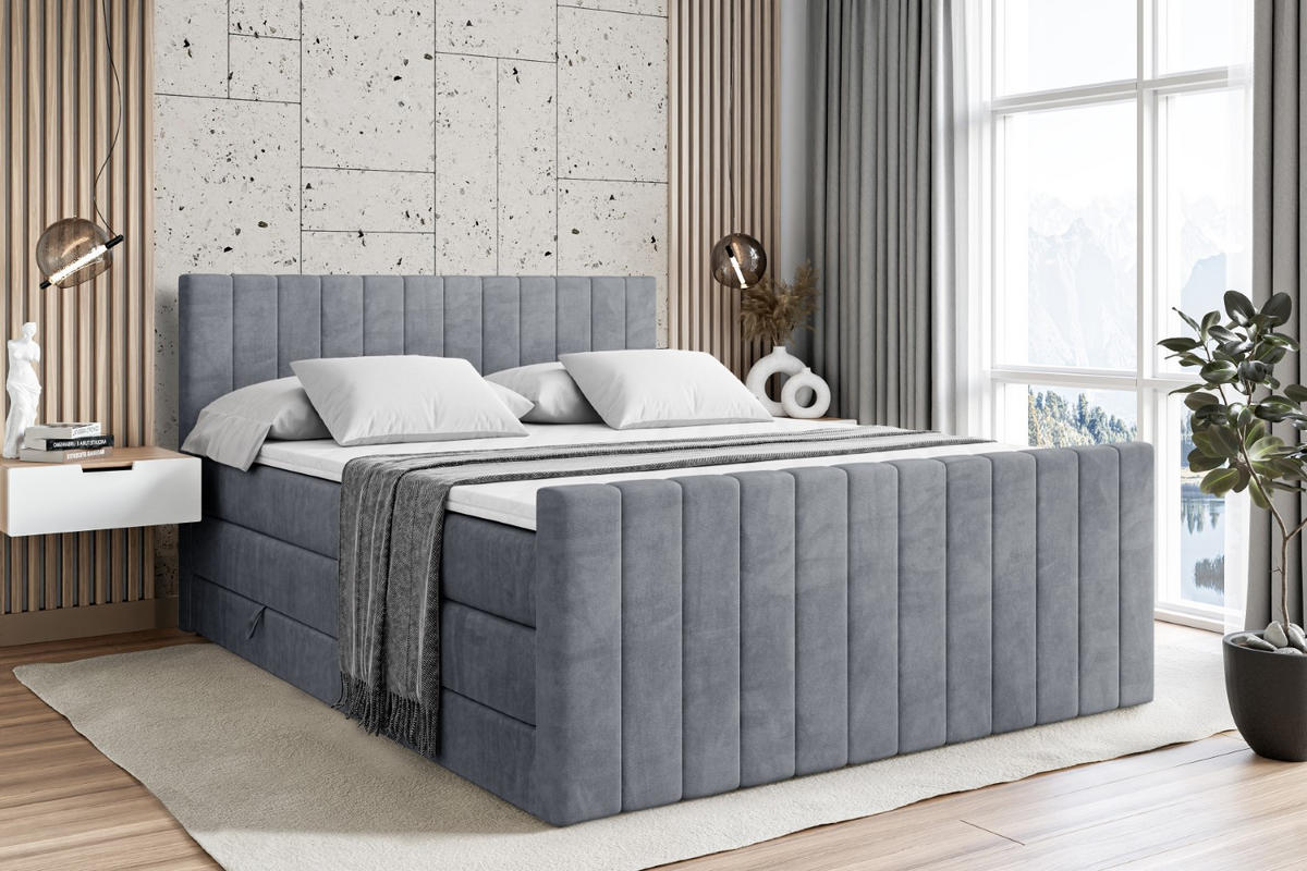 BOXSPRINGBETT EDITA-Z KING - 140x200 - H3/H4 - Grau - Grau, Holzwerkstoff (140/200cm) - ALTDECOR