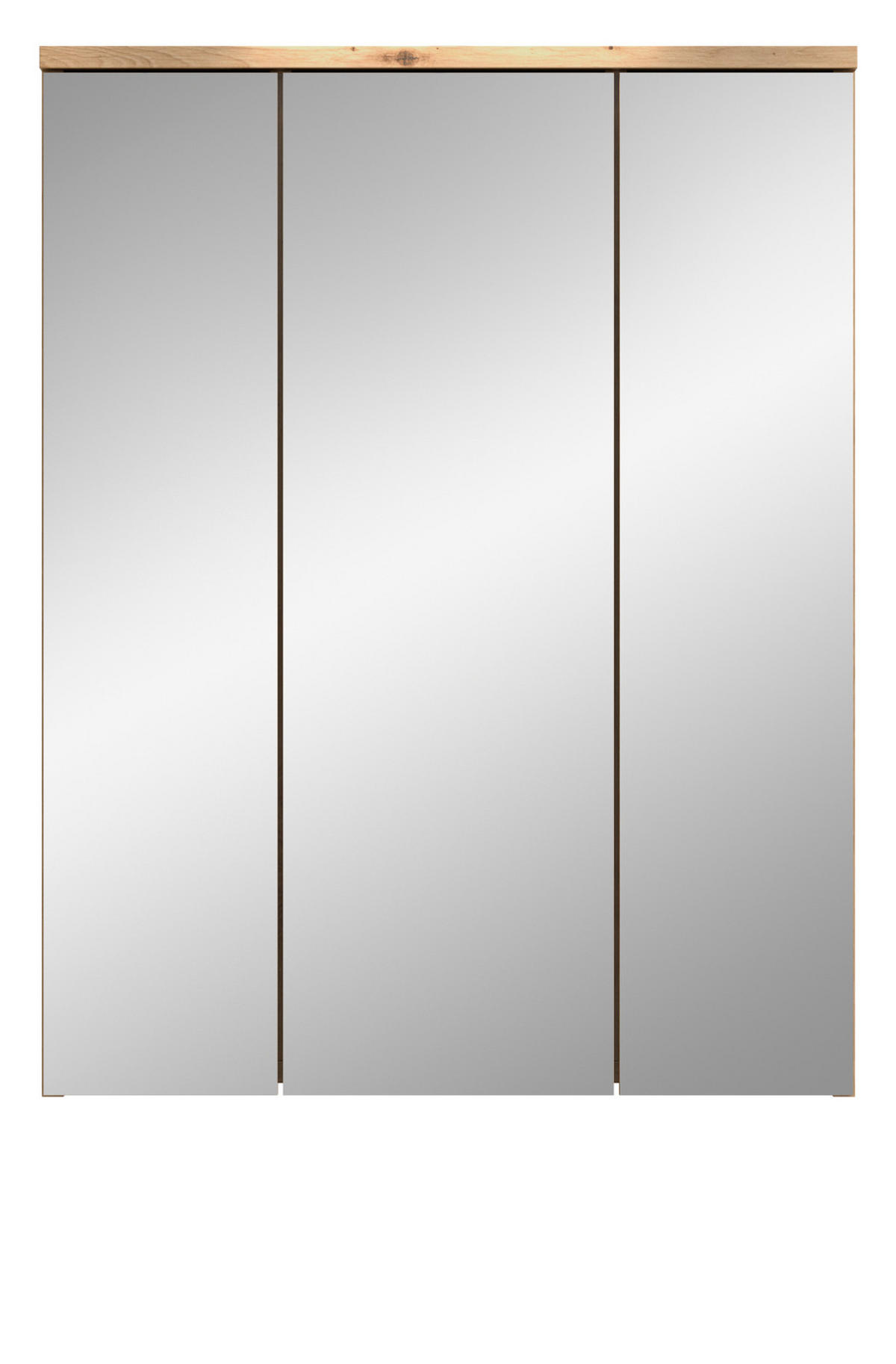 SPIEGELSCHRANK Eiche Artisan 60 x 77 cm, Badschrank 3-türig - Schwarz/Eiche Artisan, Glas/Holzwerkstoff (60/77/22cm) - Inn.Furn