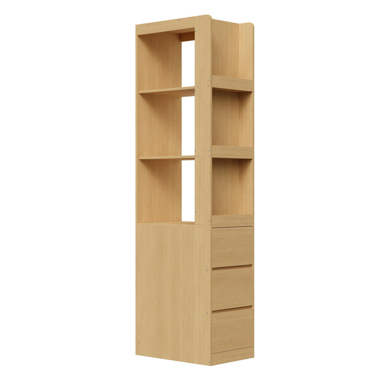 HIGHBOARD 60/40/200 cm in Eiche mit 3 offenen Fächern und 3 Schubladen - Eichefarben, Holzwerkstoff (60/200/40cm) - Flora Grace