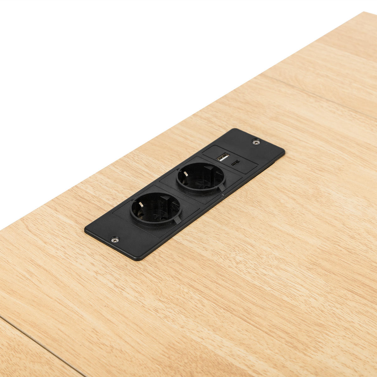 KÜCHENINSEL aus MDF 120x40-80x92 cm Schwarz/Natur mit Rollen & Steckdosen - Schwarz, Holzwerkstoff (120/92/80cm) - Modfu