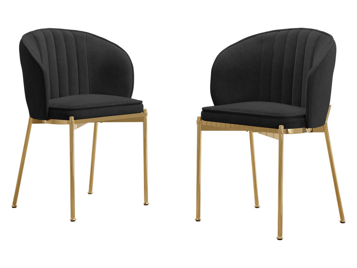 STUHL-SET Muz DC-1259/GL - Goldfarben/Schwarz, Textil/Metall (57/82/58cm) - MIRJAN24