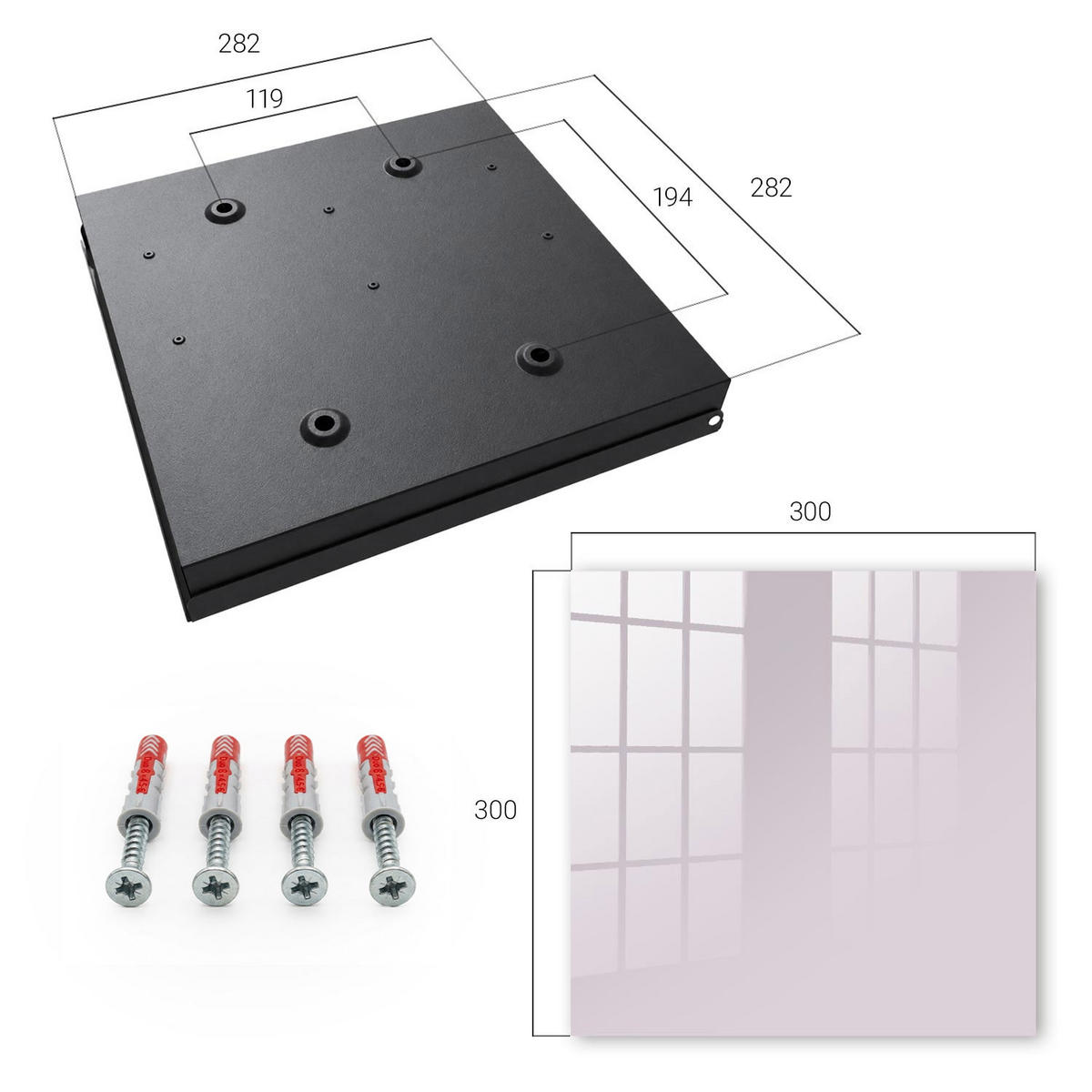 SCHLÜSSELBOX Schwarz 30x30 cm- Türöffnung nach rechts - Helllila - Flieder, Metall (30/30/5cm) - TULUP