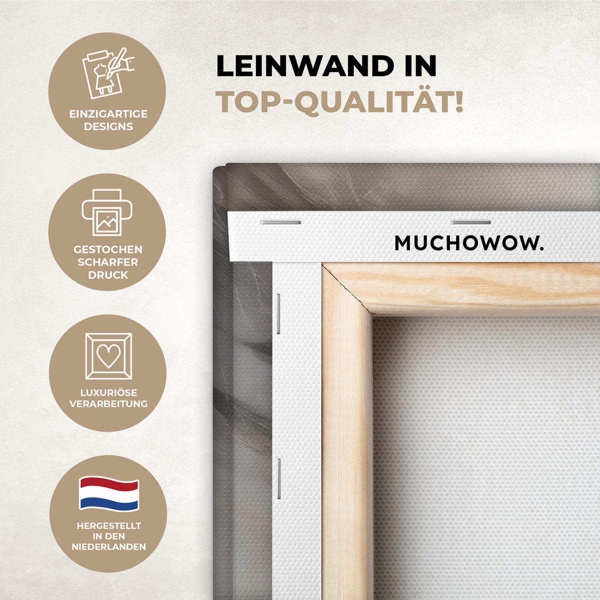 LEINWANDBILD Marmor - Grau - Gold Wohnzimmer Groß 120x80 cm - Weiß, Textil (120/80cm) - MuchoWow