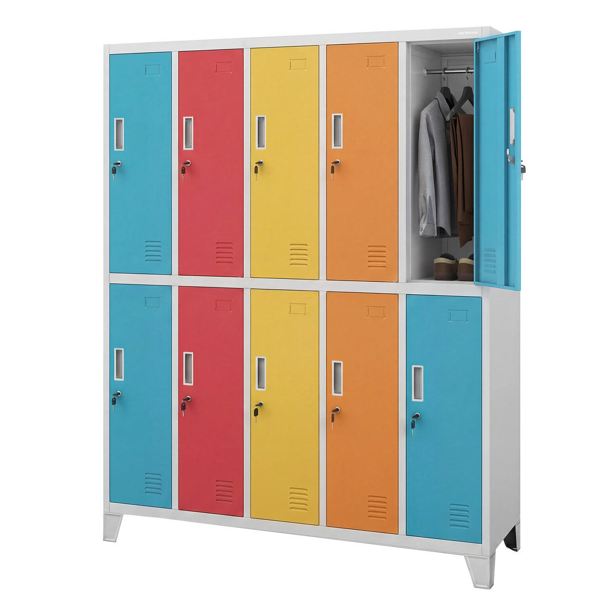 SCHLIESSFACHSCHRANK Bartek - Blau/Gelb, Metall (136/172/45cm)