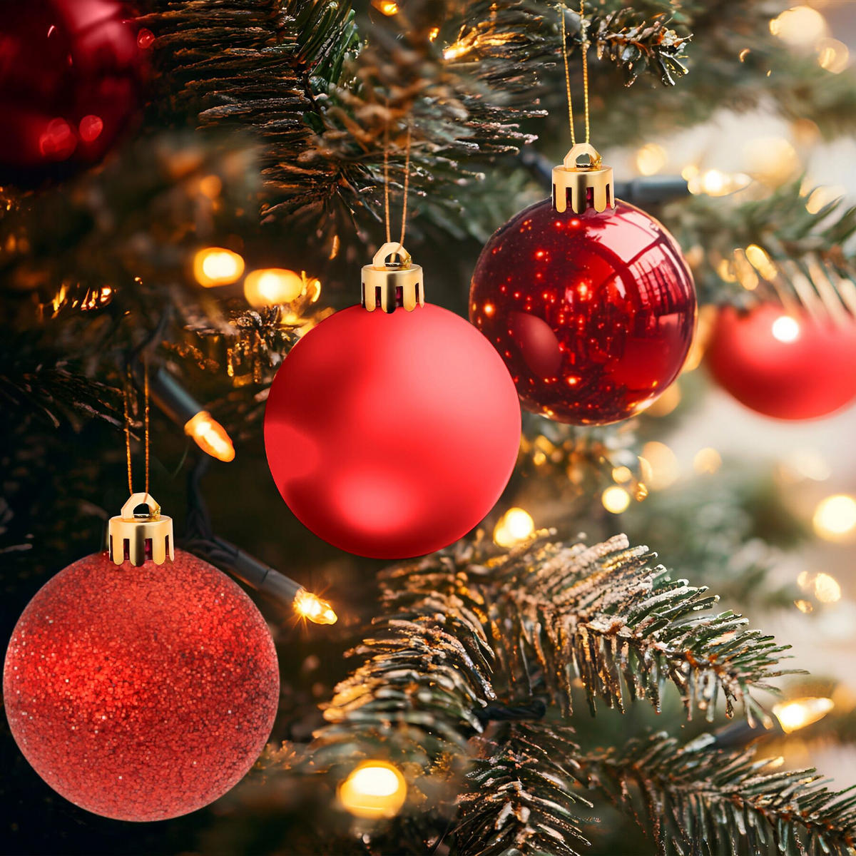 WEIHNACHTSKUGELN ,Durchmesser 4 cm,rot - Rot, Textil (4/4/4cm) - tectake