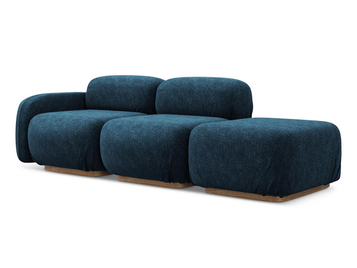 3-SITZER SOFA Rechts Chenille Stoff Blau - Blau/Braun, Holz/Textil (258/73/95cm) - Makamii