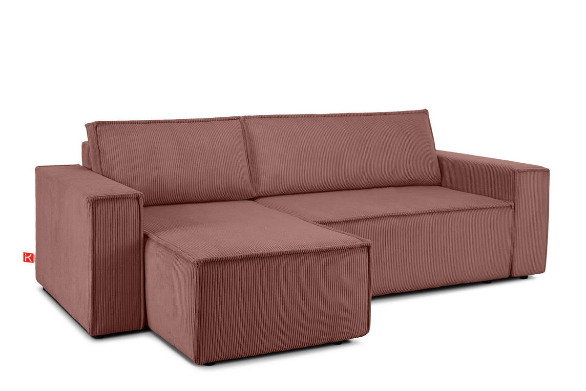 ECKSOFA-LINKS/RECHTS NAPI Schlaffunktion mit Cordbezug, Rosa - Pink/Schwarz, Textil (262/148cm) - KONSIMO®