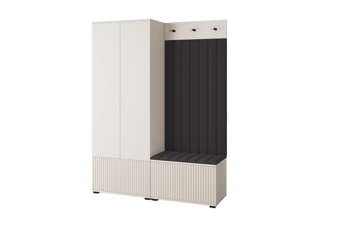 GARDEROBE Ritmo version 1 mit POLSTERPANEELEN SCHWARZ - Beige/Schwarz, Holzwerkstoff (140/185/40cm) - Jerpax