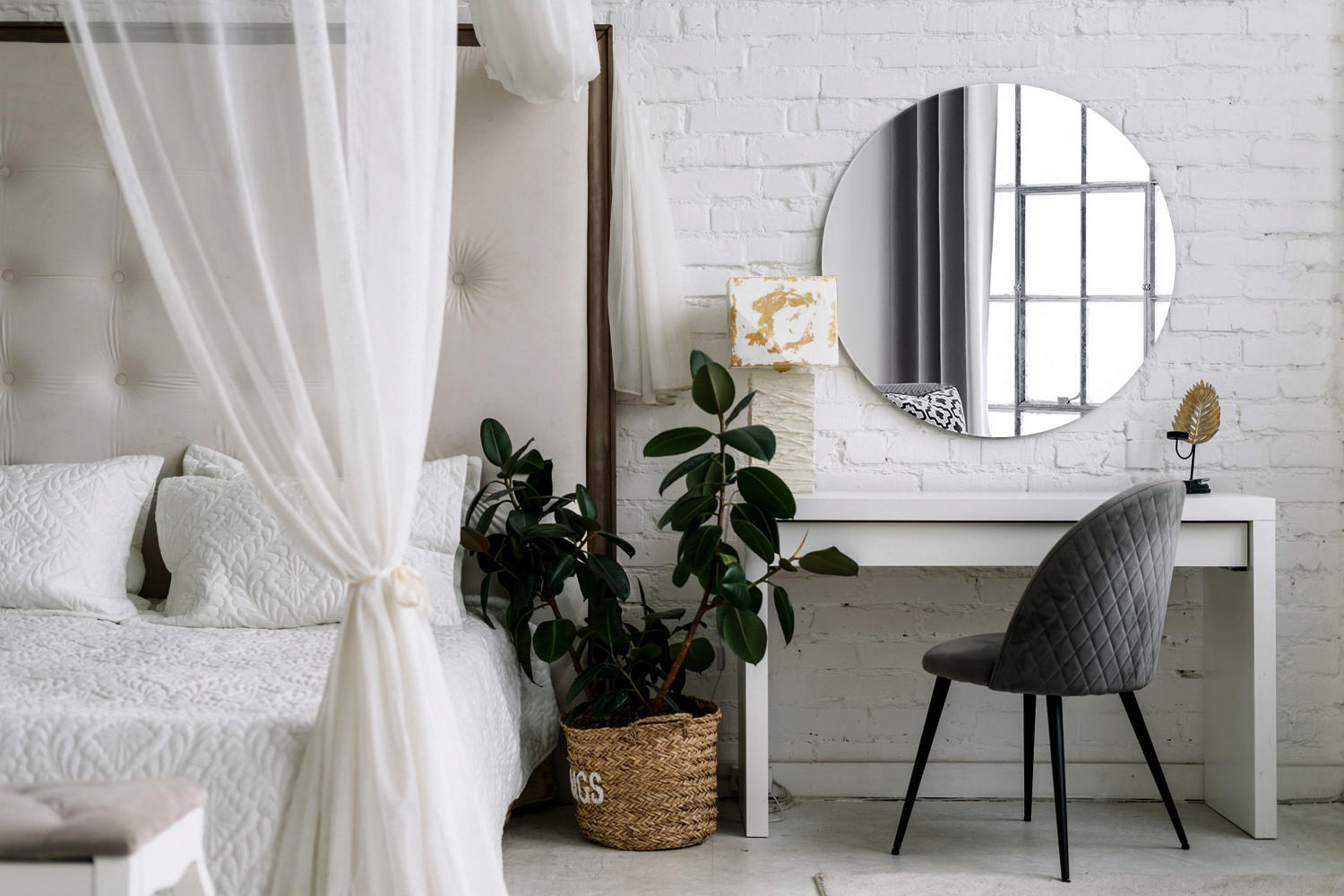 Thumbnail - Tulup Spiegel, Weiß, Glas, 50x50x1 cm, Spiegel, Wandspiegel