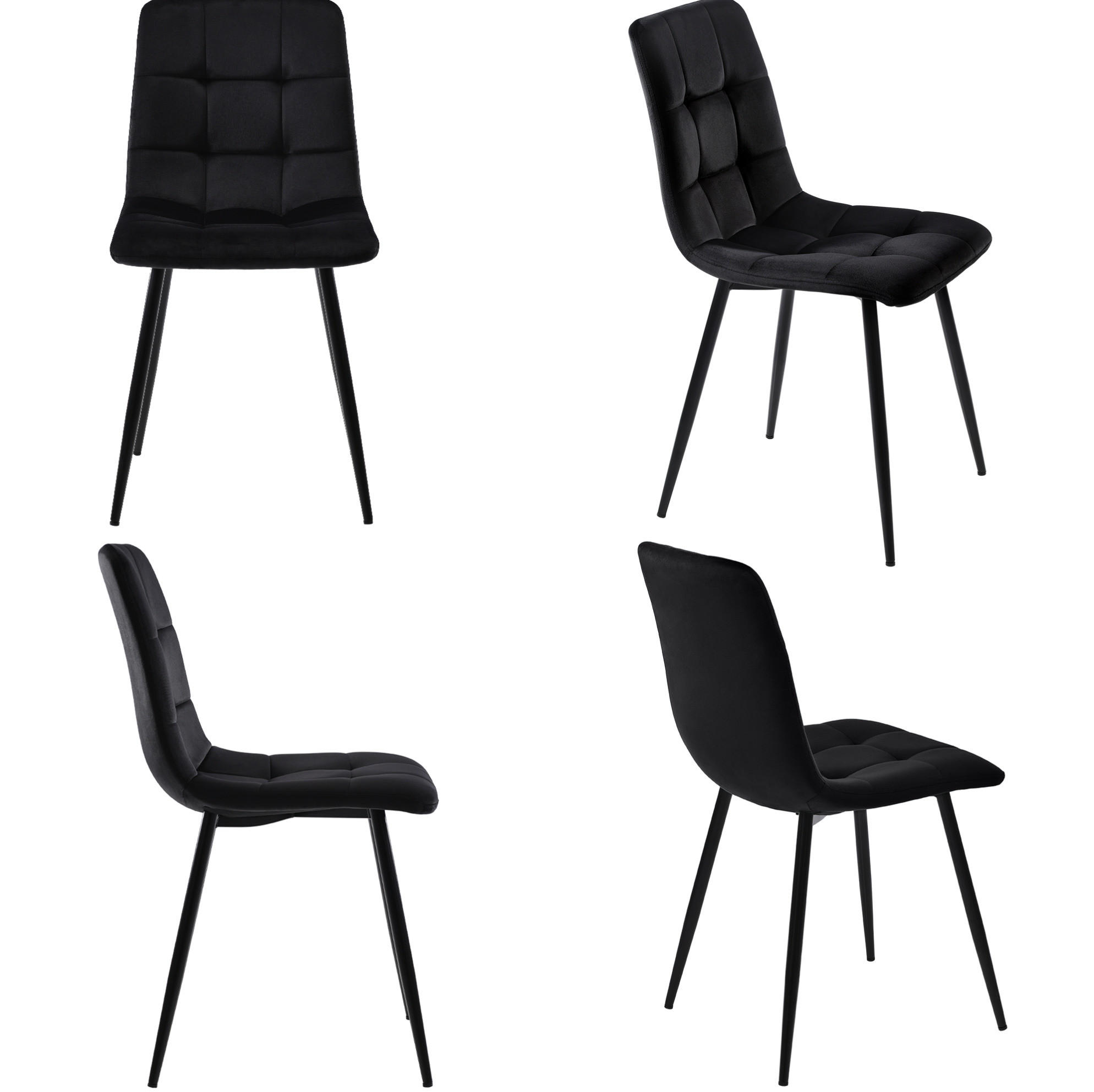 ESSZIMMERSTUHL 4er-Set Samt Schwarz mit Metallgestell - Schwarz, Metall (44/86/46cm) - Meubliv