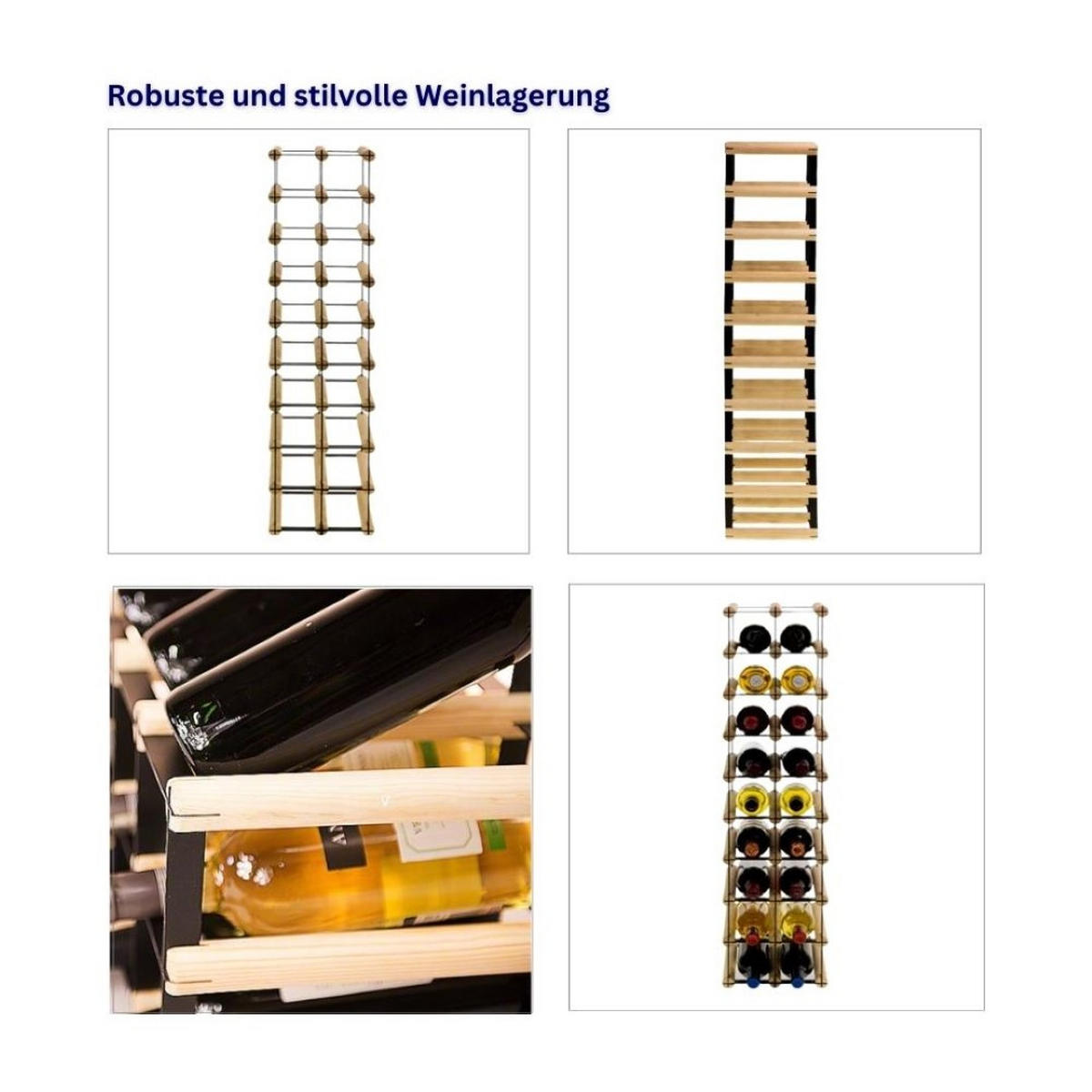 WEINREGAL Vinotega Mod Metal 92,5x22,5x24,5 cm 2x9 Flaschen Massives Kiefernholz Braun Geölt - Braun, Holz (22.5/92.5/24.5cm) - PROREGAL