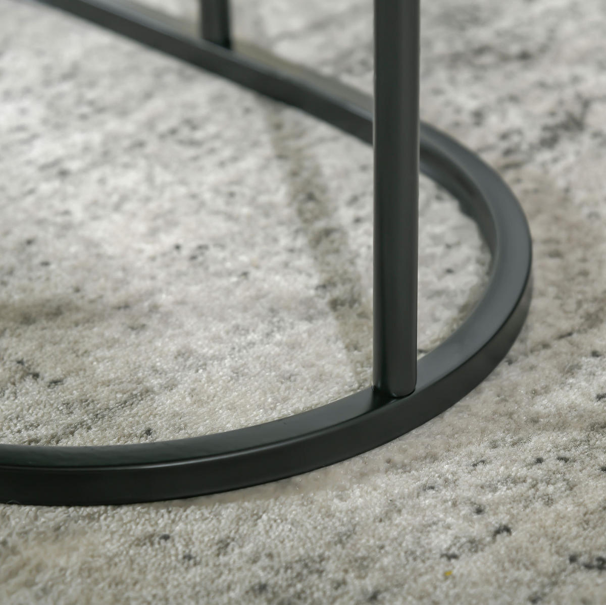 COUCHTISCH-SET 50/50/50,5 cm & 60/36/43,5 cm stapelbar mit verstellbaren Füßen und Marmoroptik, Schwarz - Schwarz, Metall (50/50/50.5cm) - Redom