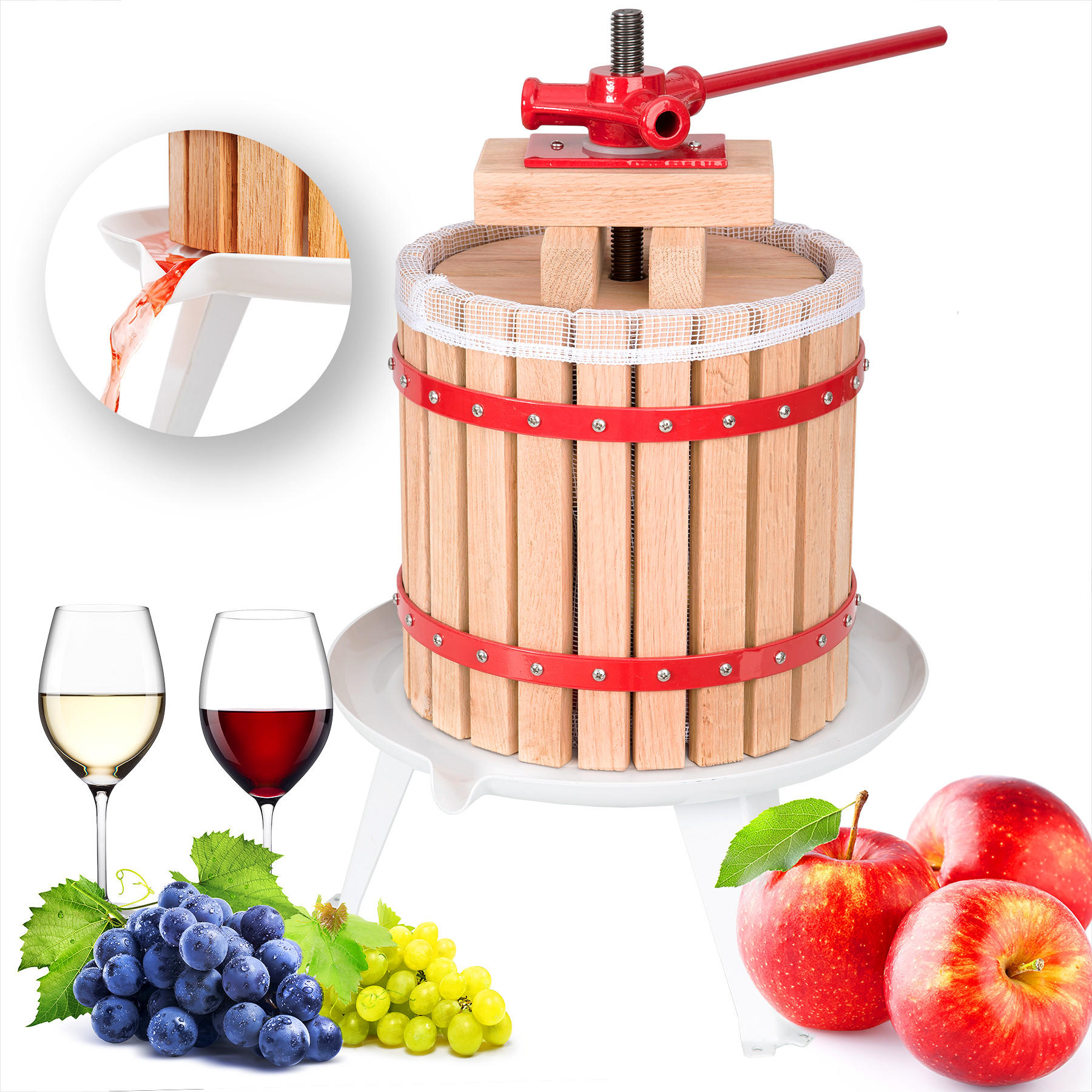 SAFTPRESSE 12 L ,60 x 50 x 38 cm,rot - Rot, Metall (50/38/60cm) - tectake