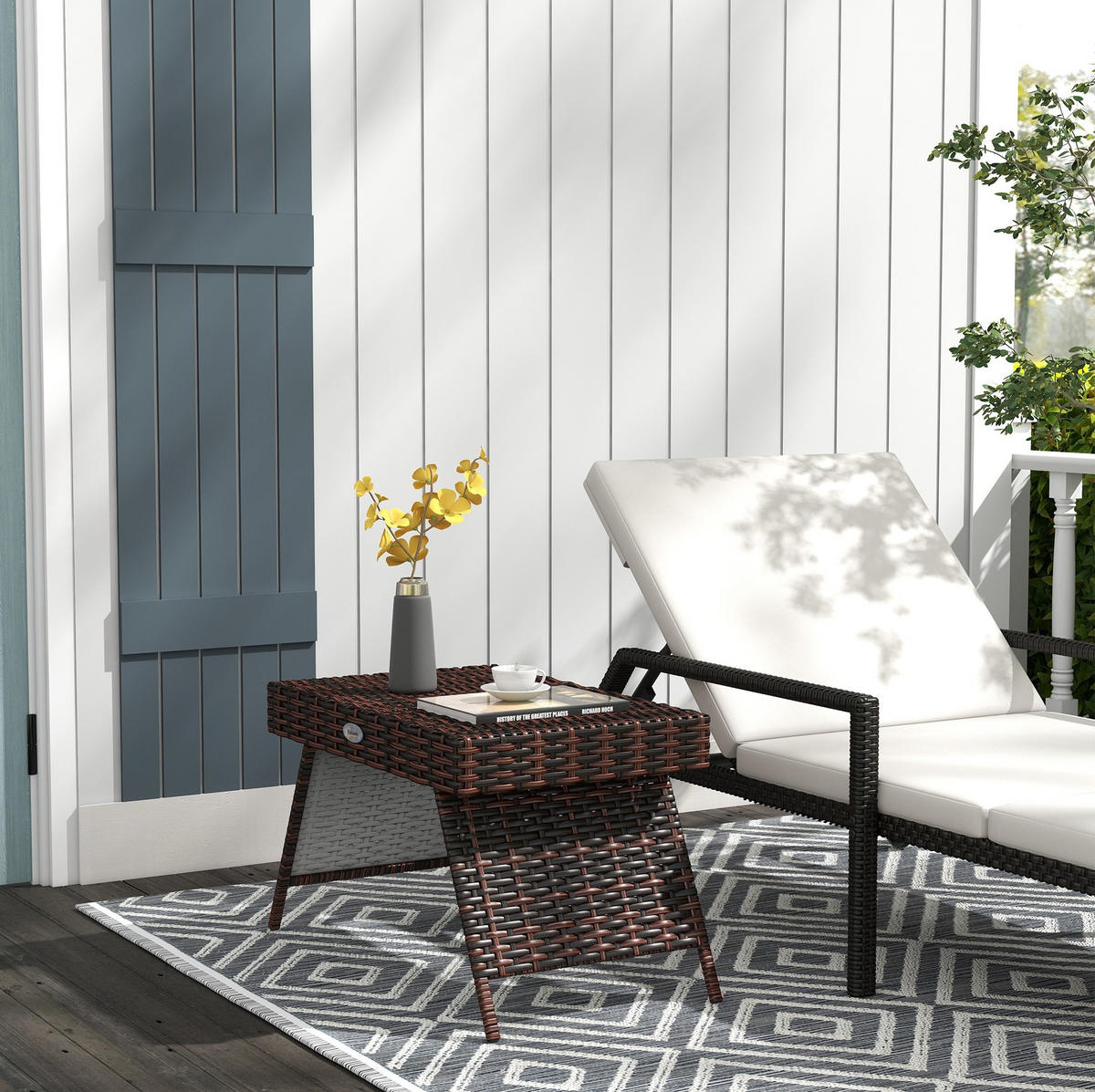 BEISTELLTISCH 60/41/41 cm braun aus Rattan klappbar - Braun, Kunststoff (60/41/41cm) - OKWISH