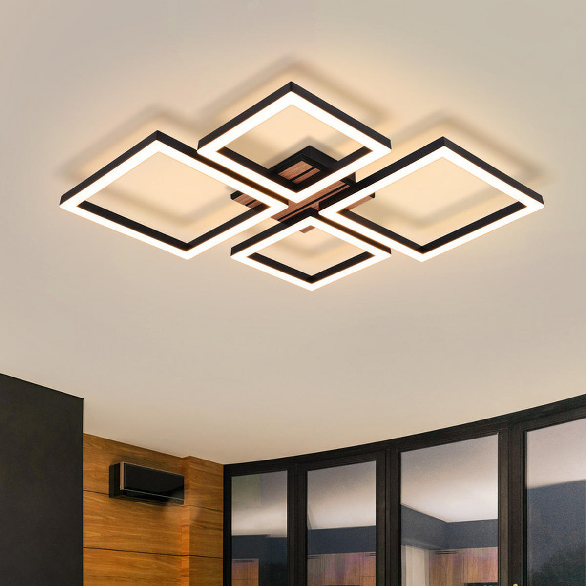 LED stropní svítidlo 45,5/48/6 cm - černá, kov (48/45.5/6cm) - Nettlife