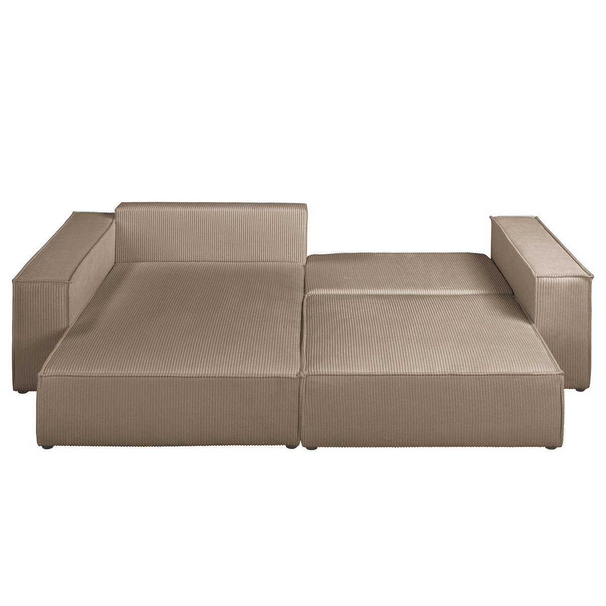 ECKSOFA mit Schlaffunktion - 255 cm - Schwarz/Cappuccino, Kunststoff/Textil (255/148cm) - home24