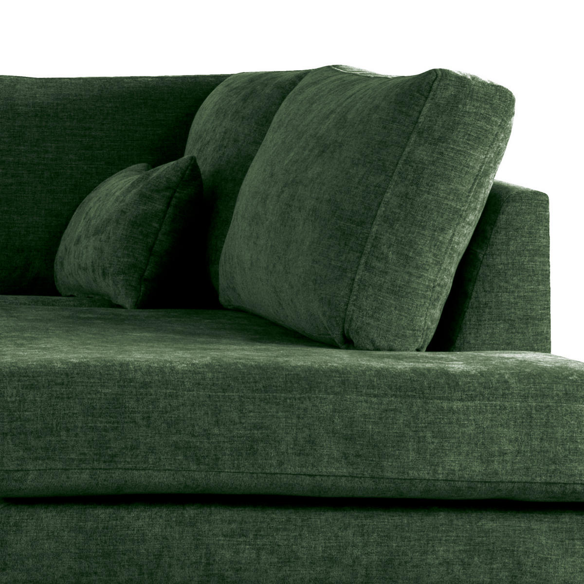 WOHNLANDSCHAFT mit Longchair - Dunkelgrün/Eichefarben, Eichenholz/Textil (371/81/219cm) - home24