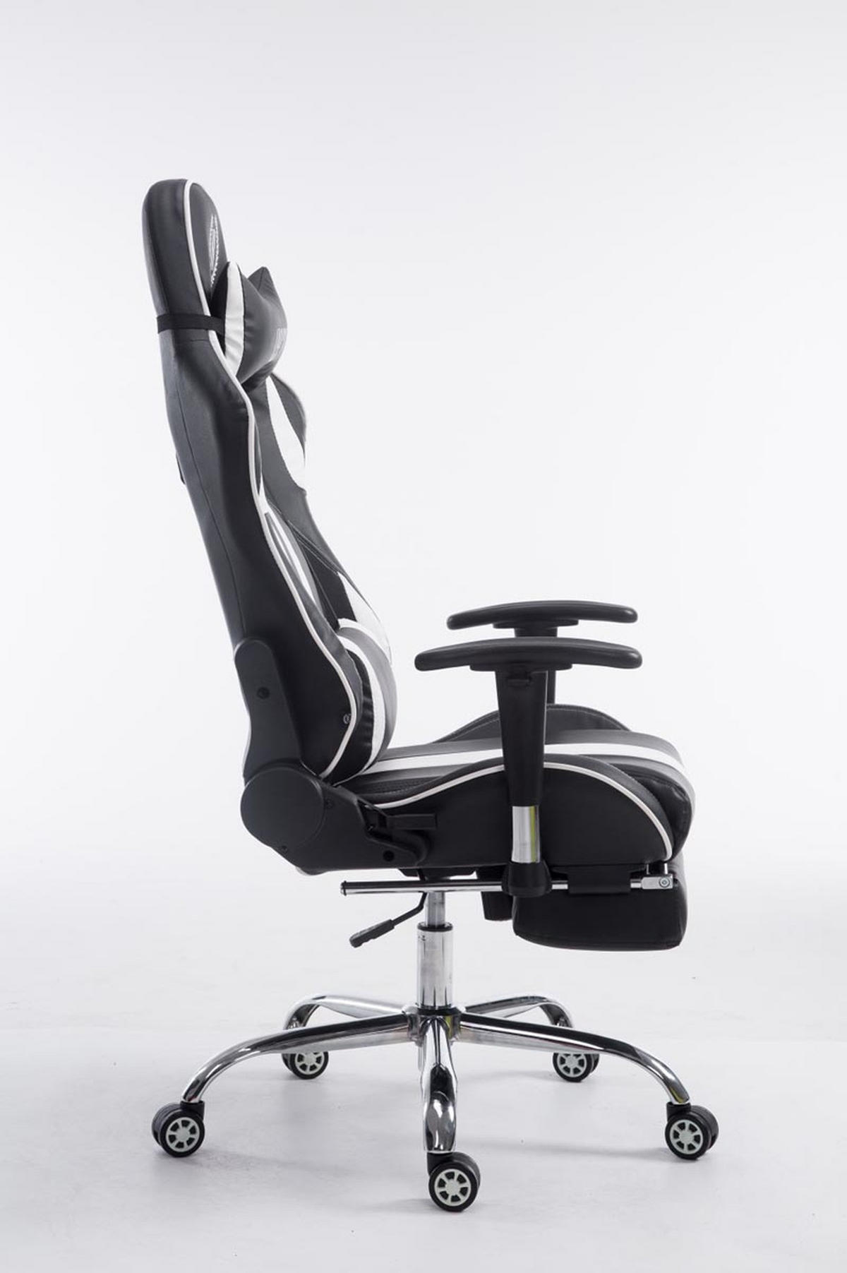 GAMINGSTUHL Limitless mit Fußablage, Schwarz/Weiß - Weiß, Textil/Metall (70/135/58cm) - TPFLiving