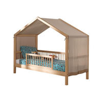 HAUSBETT Kelci 90x200 Textilhimmel Rausfallschutz Buche massiv natur - Buchefarben, Holz (90/200cm) - 58aufmkessel