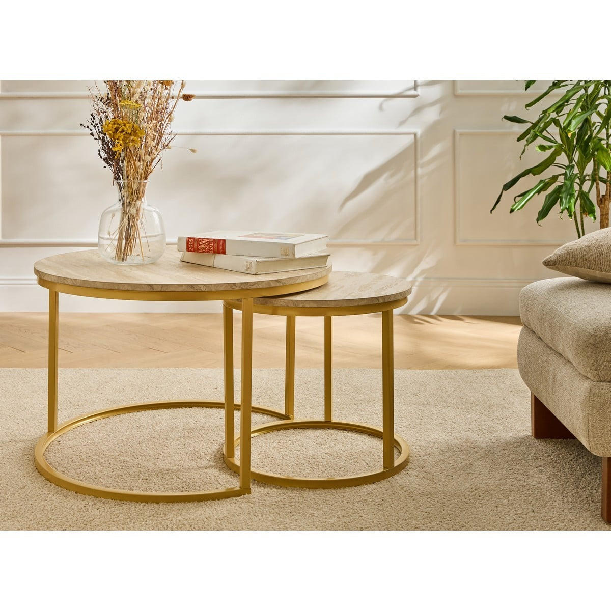 BEISTELLTISCHEN (Set aus 2) 70/70/45,5 cm - Beige, Holzwerkstoff (70/70/45.5cm) - Calicosy