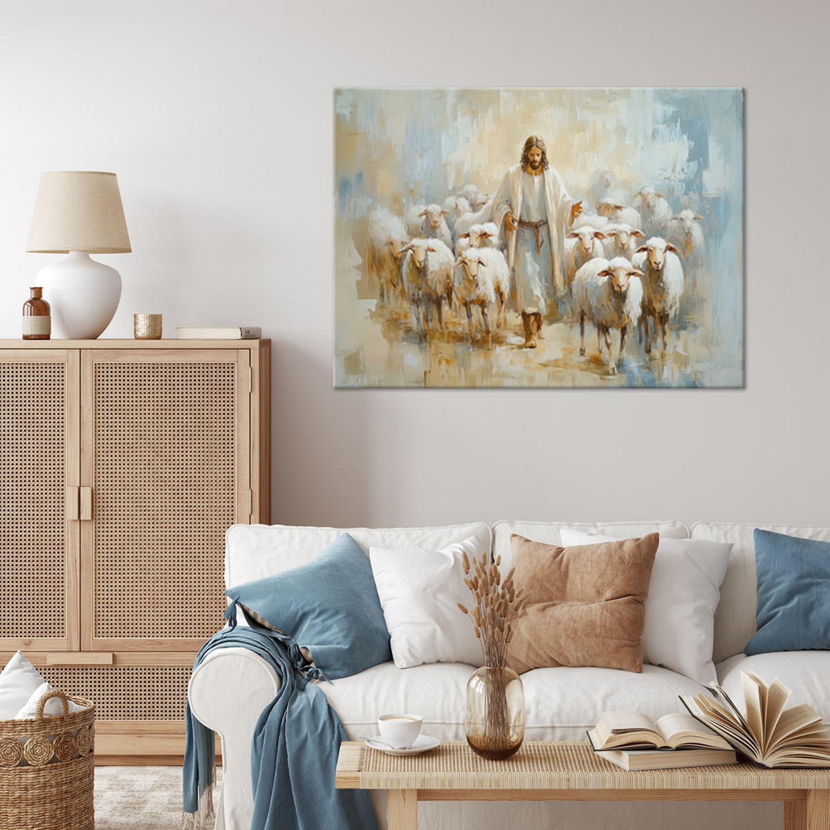 LEINWANDBILD Künstlerische und religiöse Werke 100x70cm - Beige, Textil (100/70cm) - Feeby