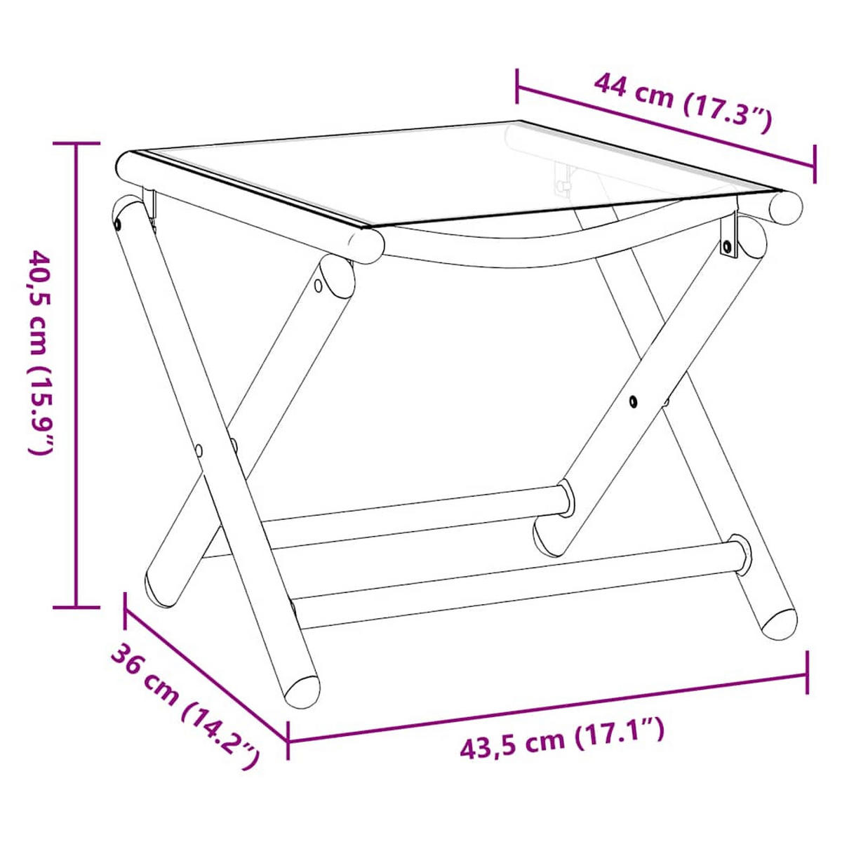 KLAPPBARE Fussstütze Schwarz Und Silbern Textilene Und Aluminium - Schwarz, Metall (50/38/41cm) - vidaXL