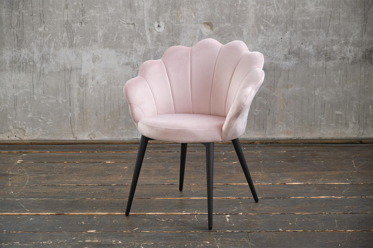 ESSZIMMERSTUHL CARLA Pink Velvet - Pink/Schwarz, Textil (65/79/58cm) - KAWOLA