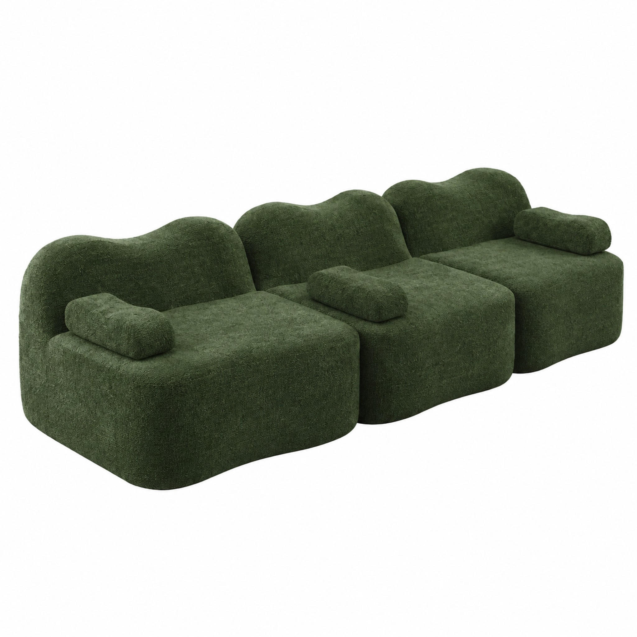 SOFA modular mit tiefer Sitzfläche Samt Grün - Grün, Holzwerkstoff (98/70/288cm) - Meubliv