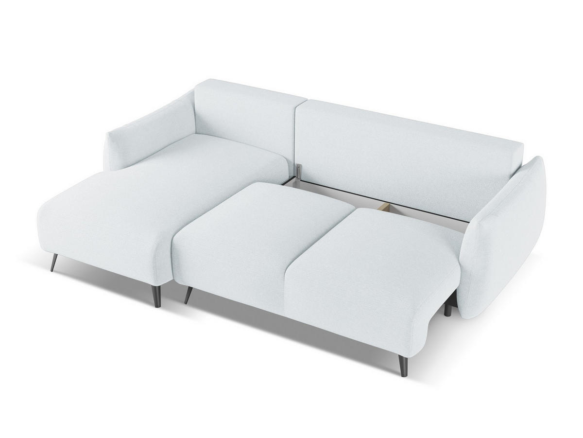 ECKSOFA mit Schlaffunktion Chenille Stoff Blau - Blau/Schwarz, Textil/Metall (162/242cm) - Makamii
