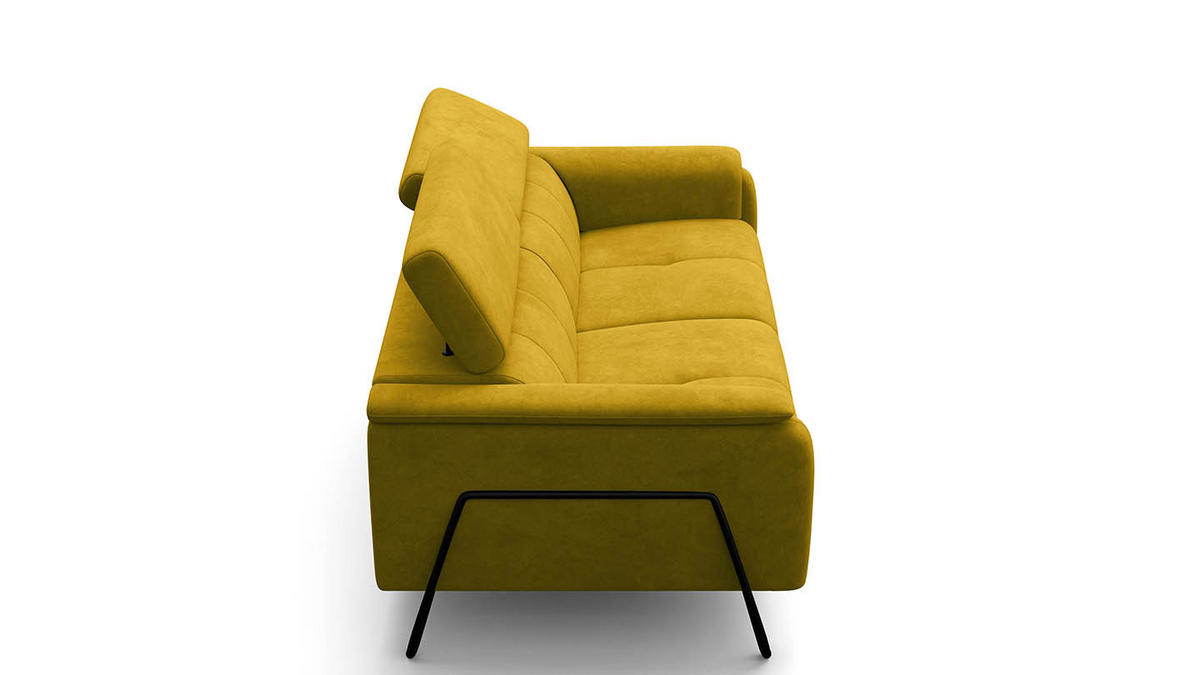 SOFA RODEN 3-Sitzer, dunkegelb, Veloursstoff - Gelb, Holz/Textil (194/82/103cm) - Wozimo