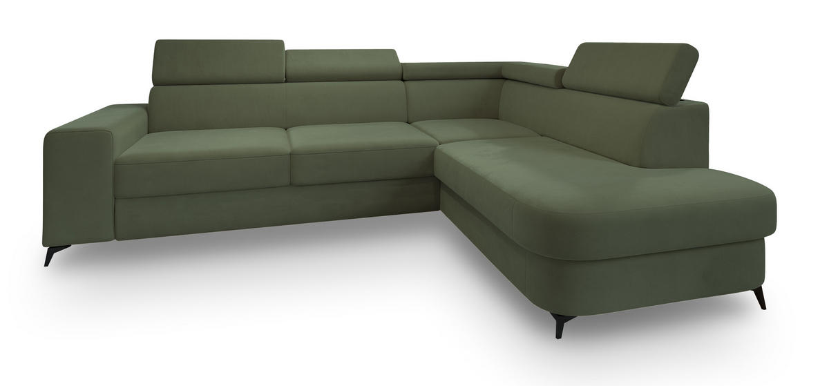 ROHOVÁ SEDAČKA ALVORO zelená barva - černá/zelená barva, kov/dřevo (253/190cm) - MASSENO