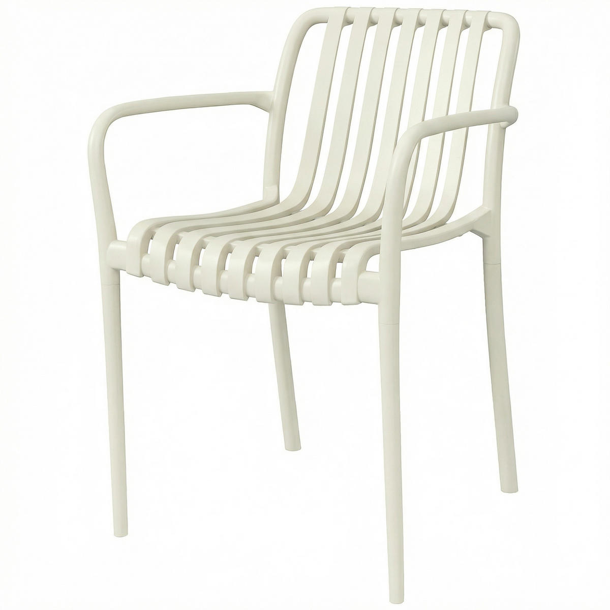 GARTENSTÜHLE 4er Set Stapelbare Terrassenstühle mit Lamelldesign Armlehnen, Ergonomisch Cremeweiß - Creme, Kunststoff (58.5/81.5/55cm)