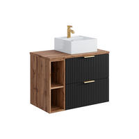 EINZELWASCHTISCH - 80cm x 46cm - MDF - schwarz - ZEVARA - Schwarz, Holz (80/57/46cm) - Vente-Unique