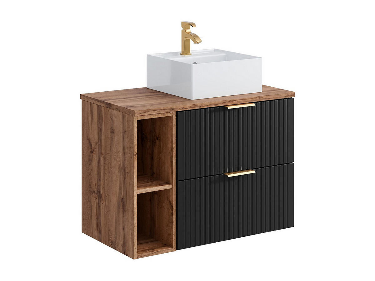 EINZELWASCHTISCH - 80cm x 46cm - MDF - schwarz - ZEVARA - Schwarz, Holz (80/57/46cm) - Vente-Unique