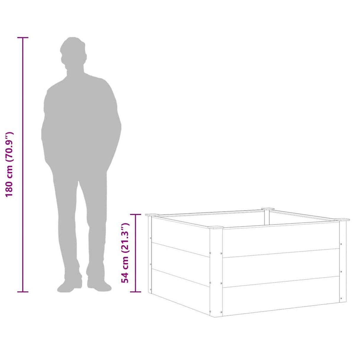 HOCHBEET 100/100/54 cm, aus WPC und Stahl, Grau - Grau, Holz (100/54/100cm) - vidaXL