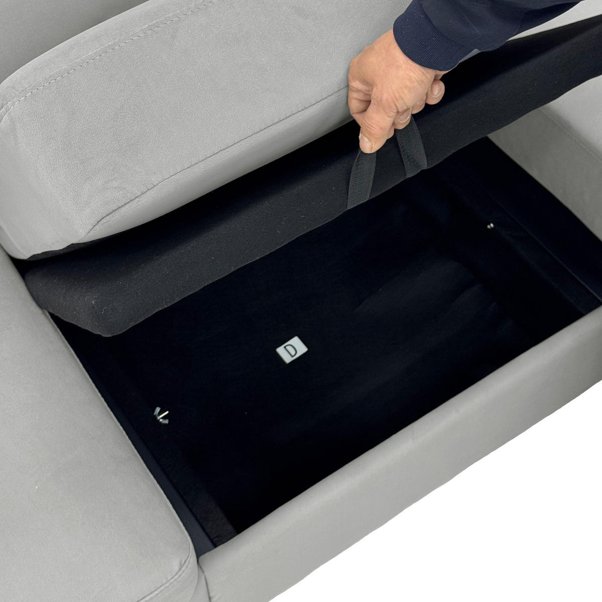 ECKSOFA DE-35065 mit Stauraum Hellgrau - Hellgrau, Metall (150.5/245.5cm) - ComfortXL