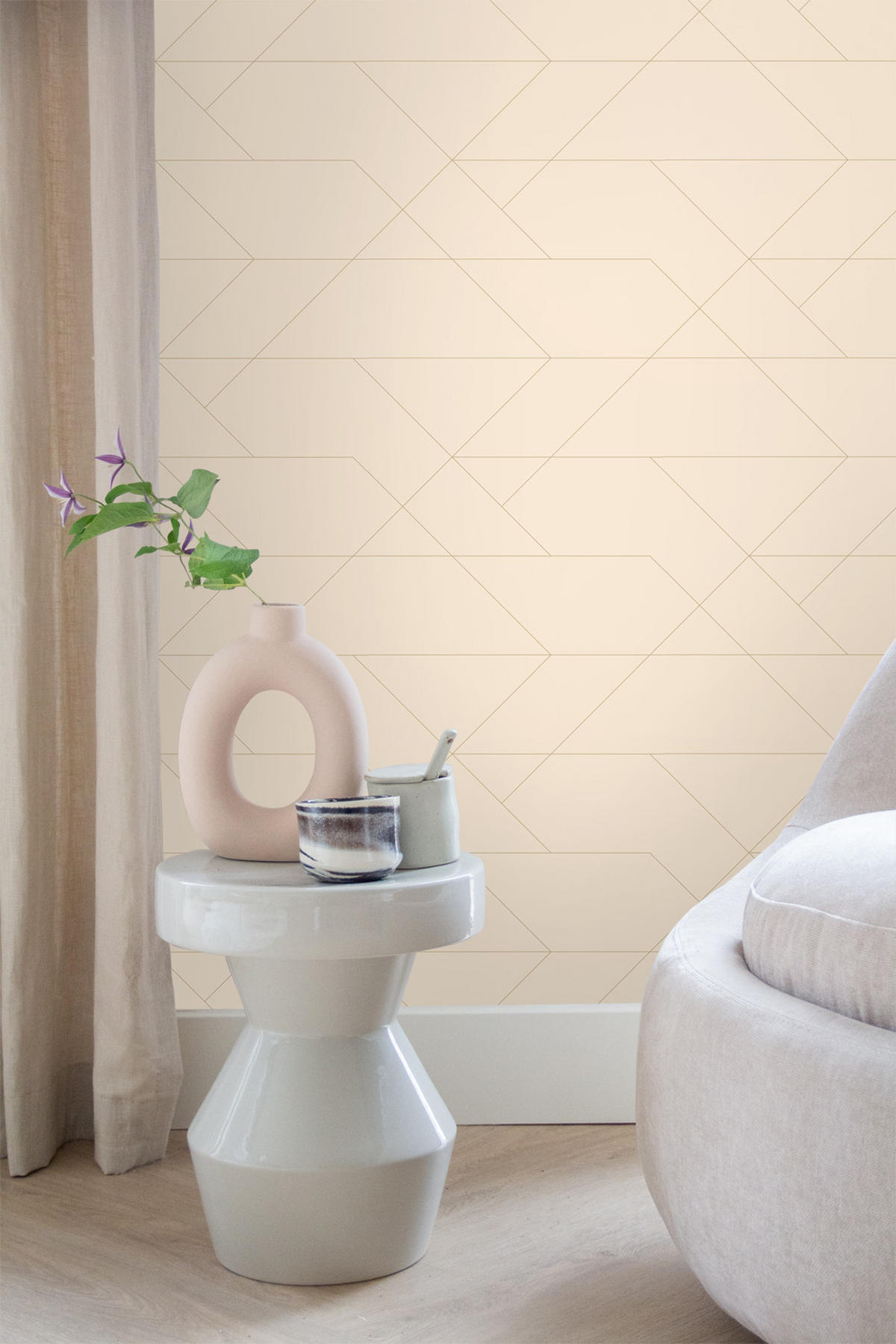 TAPETE grafische Linien 50 x 900 cm - Beige, Papier (50/900cm) - ESTAhome
