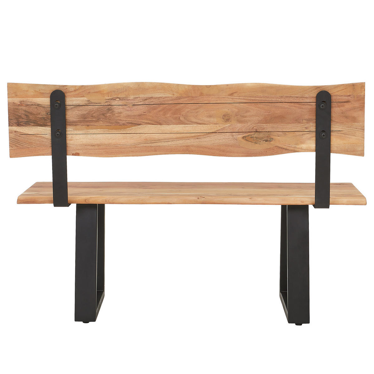 SITZBANK - Metall / Massivholz - Akazie Braun / Schwarz - Schwarz/Braun, Holz/Metall (160/85/50cm) - home24
