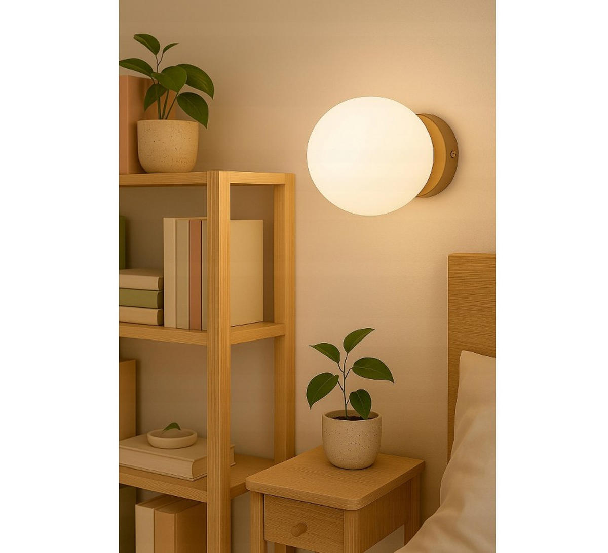 WANDLEUCHTE ECRU II - Beige/Goldfarben, Glas/Metall (16/14/14cm) - kiki design