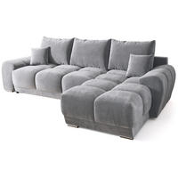 ECKSOFA Nubes mit Schlaffunktion Grau Plüsch - Silberfarben/Grau, Kunststoff/Textil (290/180cm) - Bromarkt