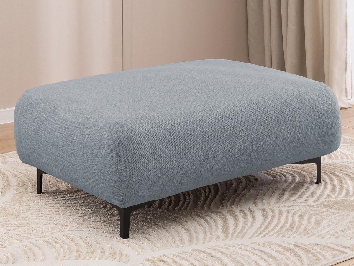 POLSTERHOCKER Cardea in Bubble-Optik aus weichem Grau Strukturstoff mit hohem Sitzkomfort - Schwarz/Grau, Holz/Textil (110/46/65cm) - S-Style Möbel