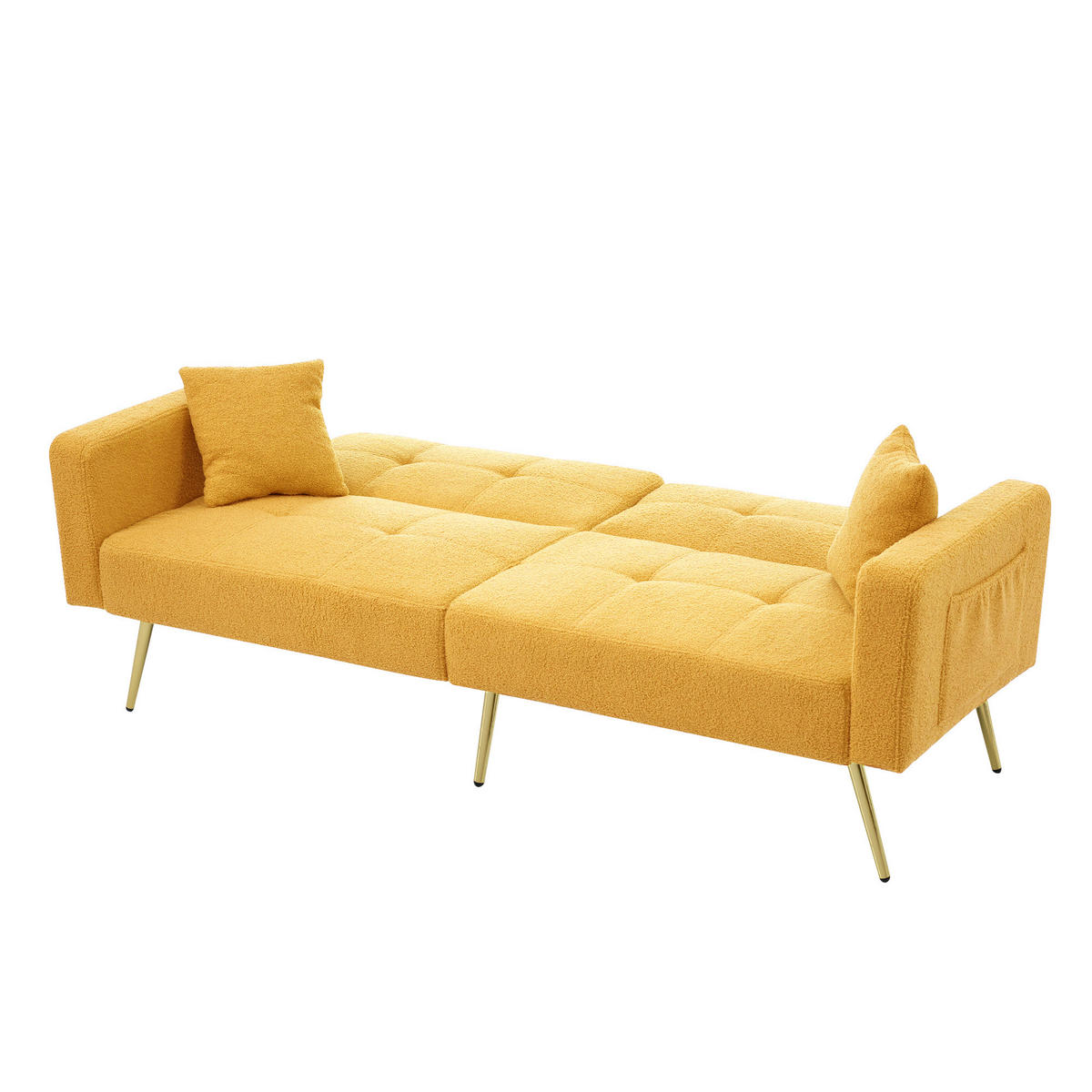 SCHLAFSOFA Lammwollstoff mit verstellbarer Rückenlehne 105–180 Grad Gelb 175/64/72 cm - Gelb, Textil (64/72/175cm) - Redom