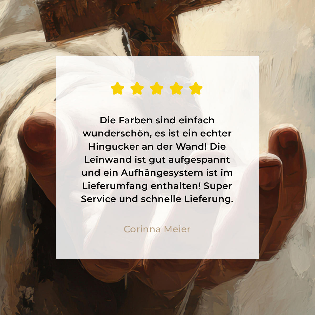 LEINWANDBILD Abstrakt - Kreuz - Hand - Christentum Deko Wohnzimmer 20x20 cm - Hellbraun, Textil (20/20cm) - MuchoWow