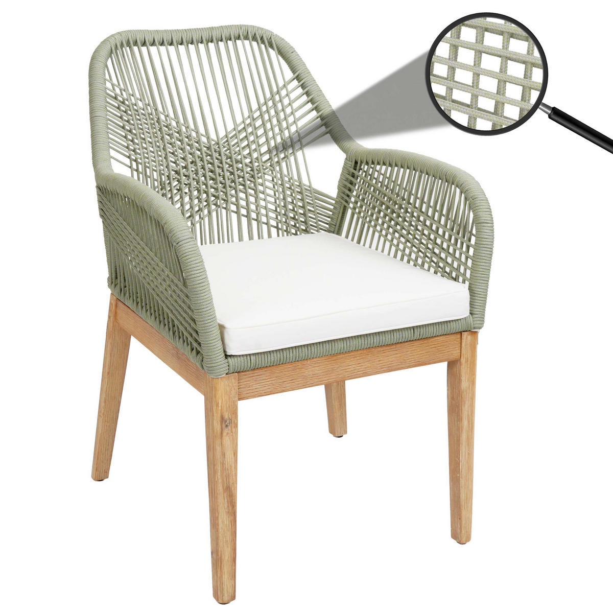 GARTENSTUHL H56B Grün, Cremeweiß - Weiß/Grün, Holz (58/85/59cm) - MCW
