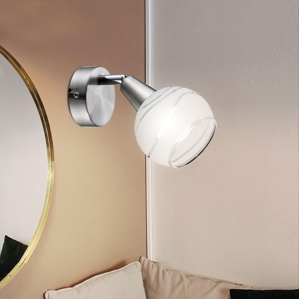 LED WANDLEUCHTE Elliott Silber - Silberfarben, Glas (10/15/19cm) - Globo Lighting