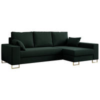 ECKSOFA Dorian Velvet Grün - Goldfarben/Grün, Textil/Metall (242/138cm) - MKS