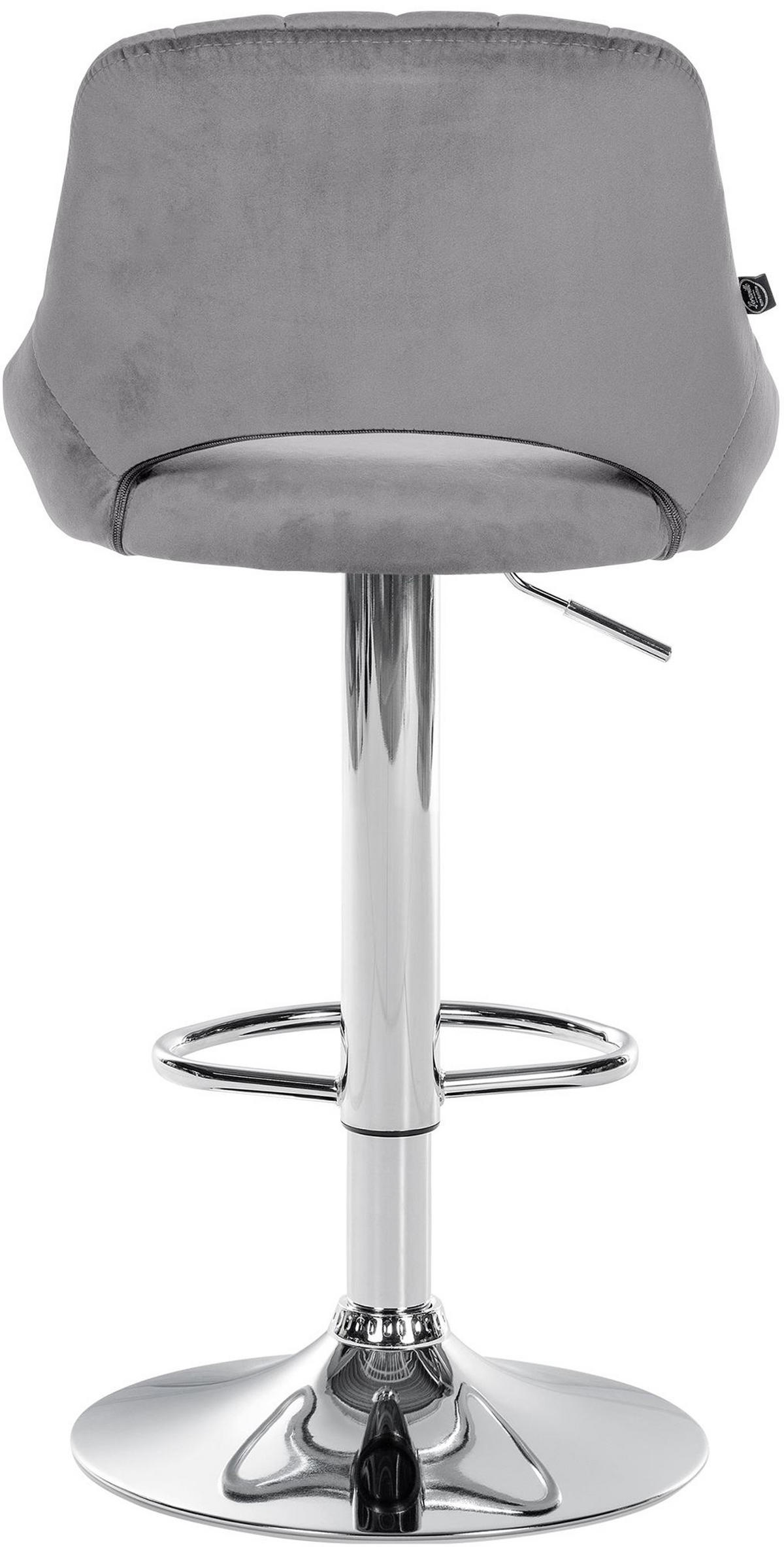 BARHOCKER Milos Samt chrom dunkelgrau - Chromfarben/Grau, Textil/Metall (47/106/48cm) - TPFLiving
