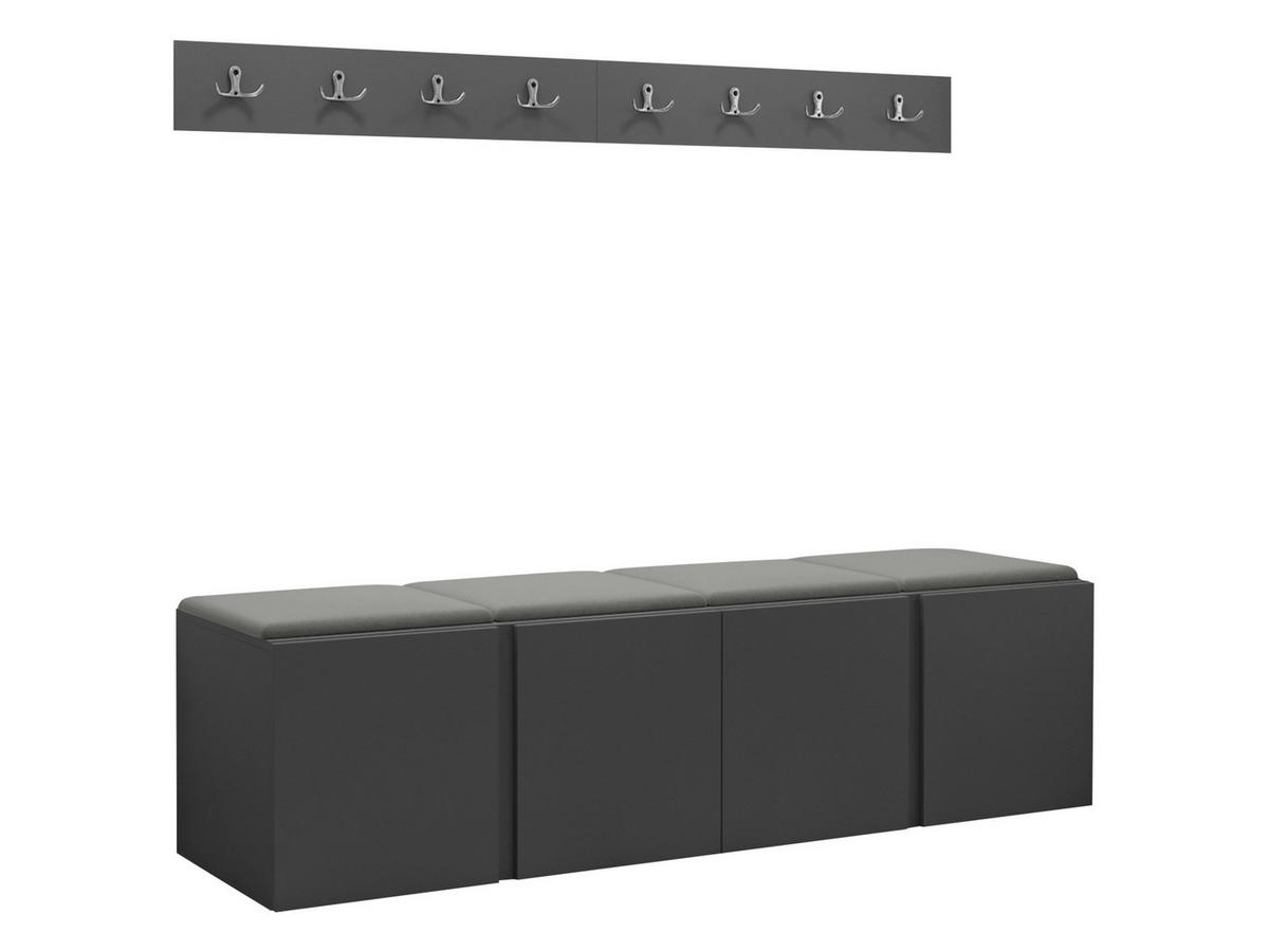 GARDEROBEN-SET Orion VII - Graphitfarben/Grau, Holzwerkstoff/Kunststoff (168/42/46cm) - MIRJAN24