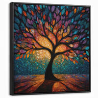 LEINWAND Bilder mit Rahmen - Mosaik - Bunt - Baum - Äste - 50x50 - Multicolor, Textil (50/50cm) - MuchoWow