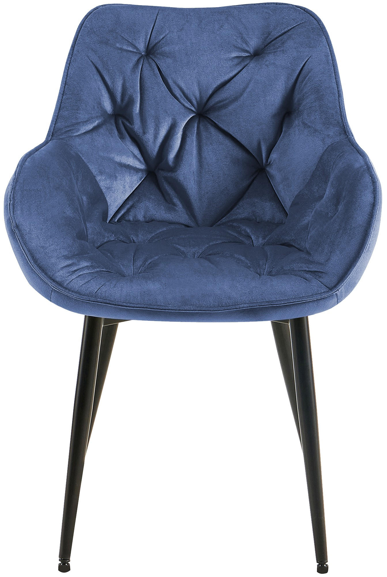 ARMLEHNENSTUHL Samt blau - Blau/Schwarz, Textil/Metall (58/83/62cm) - CLP